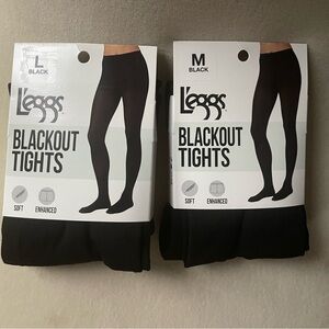 2 L'eggs Blackout Tights Medium and Large